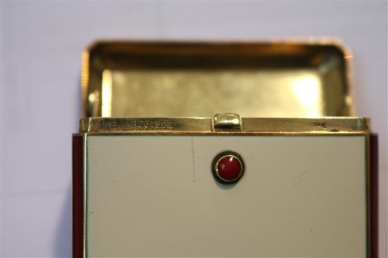 An Art Deco jewelled enamel case, Gorham, dated March 26, 1924, height 3in.